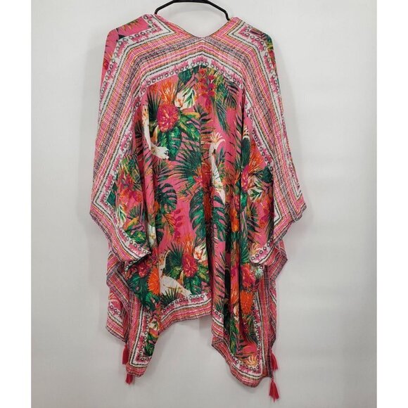 Nine West Swimsuit Cover Up Kimono Cardigan Beach Tropical OS Womens Floral - Picture 2 of 11